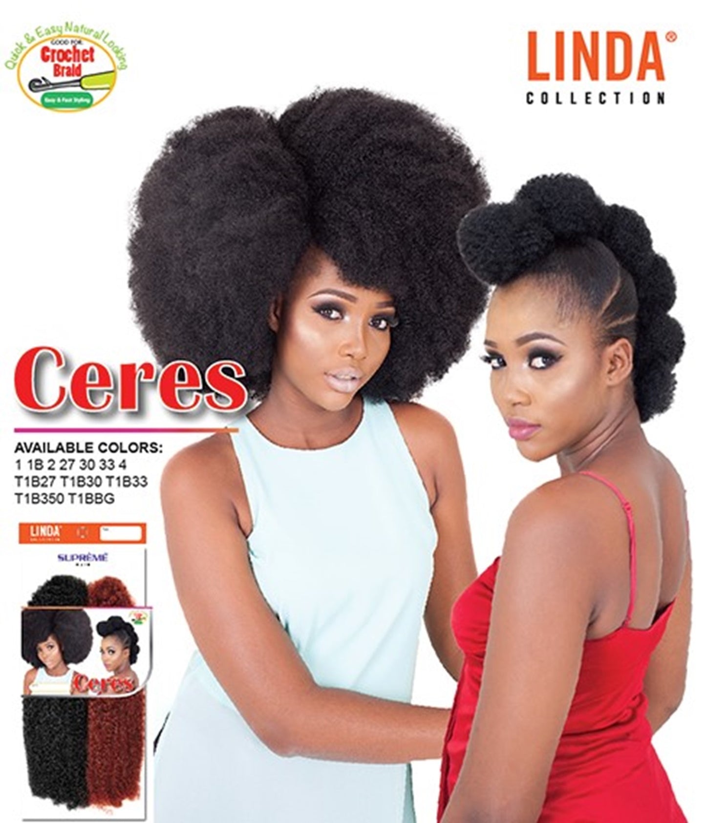 Ceres - Crochet Pre-Stretched Afro Kinky Hair - Linda Collection, 60 inches