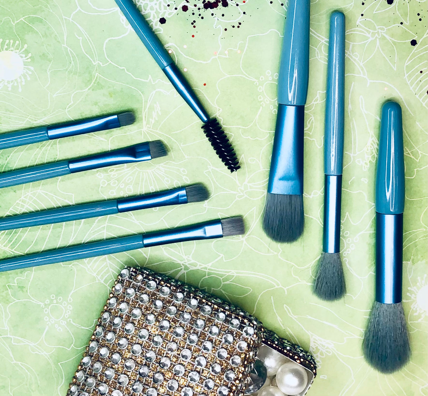 Make-up Brush set, Powder Blue, 8pc
