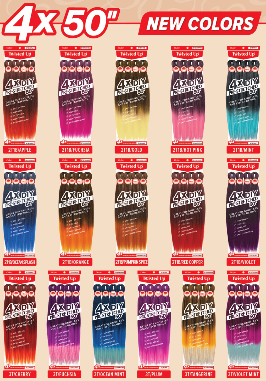 Outre 4X Xpression DIY Pre-Stretched Braid Hair 50 inch
