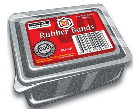 Rubber Bands - Black Elastic, 500 count