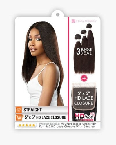 Sensationnel  Bare & Naturals (B&N 5X5 Lace Closure+Bundle Deal), Straight